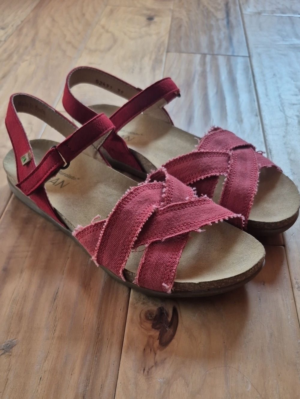 Women's Red Canvas Crisscross Slingback Sandals